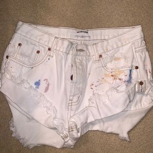 One Teaspoon White Splattered Jean Shorts